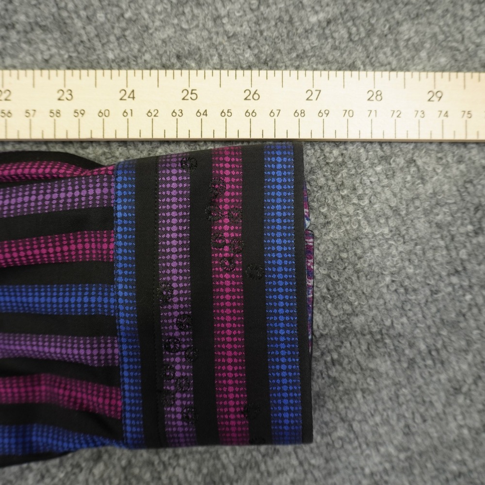 Robert Graham Button Up Shirt Mens XL Purple Blue Striped Flip Cuff Multicolor - Picture 13 of 15